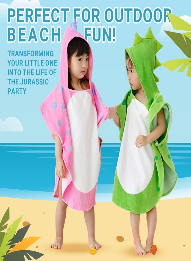 MICHLEY Cotton Baby Bath Towel with Hood Animal Pattern Poncho Towels for 4-8 Years, Green Dinosaur - Image 2